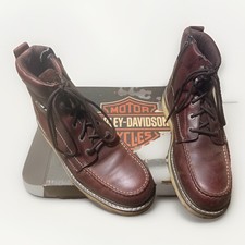 Harley Davidson Beau Leather Boots Men 13 Brown Side Zip Ankle Biker Motorcycle