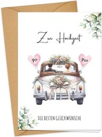 Hochzeitskarte Kraftpapier Mit Umschlag Hochzeitsauto GlüCkwunschkarte Hochzeit
