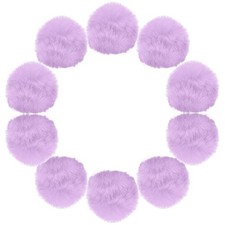 3.5 Inch Faux Fur Pom Pom Balls, 10 Pcs Light Purple Faux Fur Pom Poms for Hats