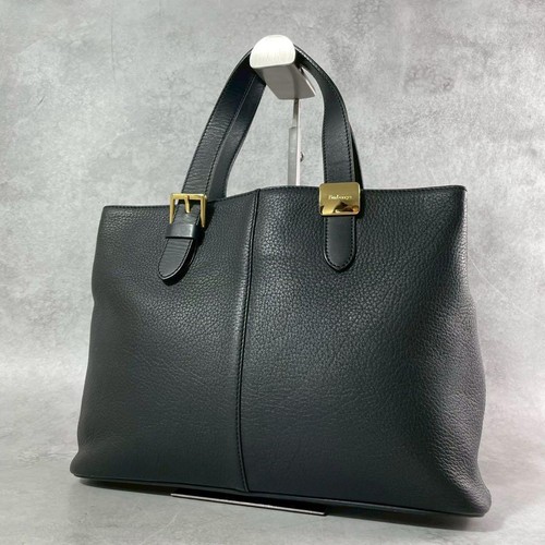Burberry House Check Leather Tote Bag Women Used Authentic