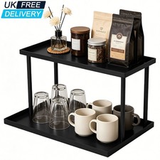 2 Tier Kitchen Tabletop Cup Storage Rack Display Shelf Coffee Mug Holder Cabinet