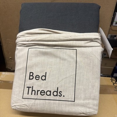 Bed Threads 100% French Flax Linen Duvet Cover Full/Queen In Charcoal