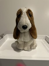 Vintage Hush Puppies Basset Hound Dog Plush White Brown 9.5 Inch Used