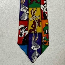 Looney Tunes Mania Silk Necktie Tie Bugs Bunny Marvin The Martian Taz Sylvester