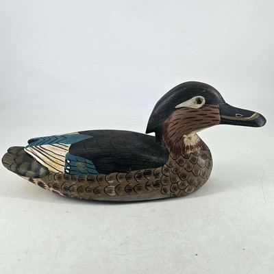 Vintage Blue Winged Teal Drake Duck Wood Hand Carved Painted Decoy