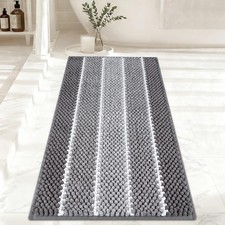 Bathroom Rug, Extra Thick Absorbent Chenille Striped Pattern Shaggy Bath Mat ...