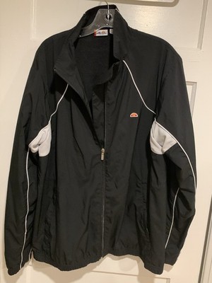 Ellesse Jacket Men s X-Large Full Zip Mock Neck Striped Windbreaker Mesh Lined
