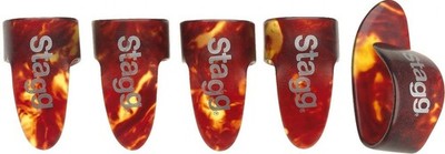 Stagg FPS-L Large Size Set of 1 Thumb and 4 Finger Picks, Tortoise Shell Color