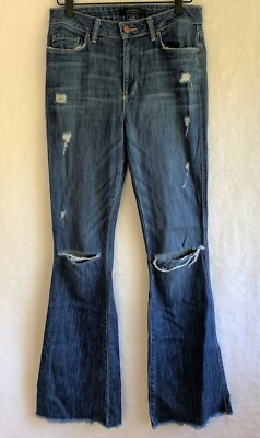 Genetic Los Angeles Leaf Distressed Denim Jeans Size 27 Wide Leg Raw Hem Tall 