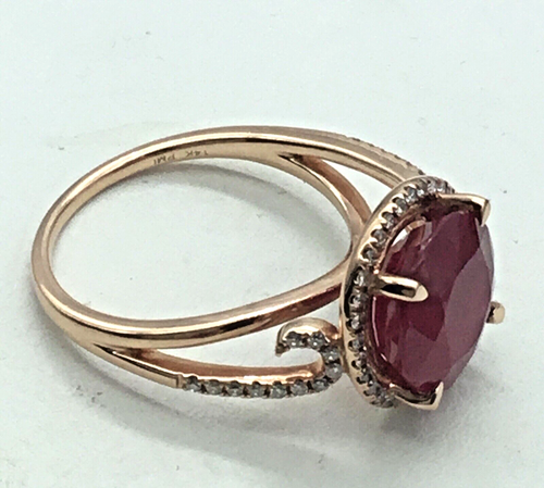 14k Rose Gold 6.45TCW AIG Certified 6.45TCW Ruby & Diamond Ring Size 6.5 - Picture 5 of 7