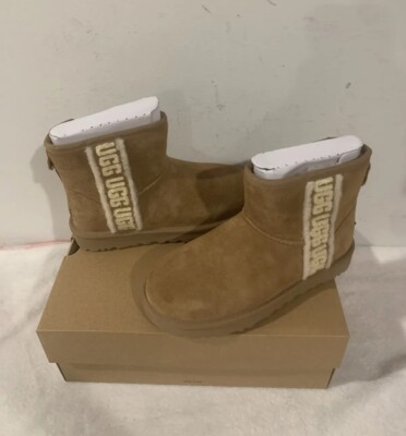 UGG Australia Women's Classic Mini Shearling Logo Boot Size 5 Us
