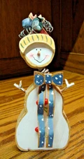 CHRISTMAS Snowman Ornament Wooden Hand-Crafted/Painted  Embossed Bobble Head A30