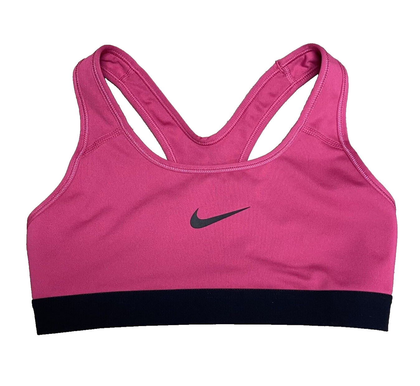 Nike Sports Bra Dri-Fit Hot Pink Black Racer Back Sports Bra Size XS Logo-image