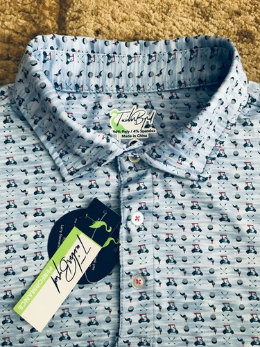 TAILORBYRD Golf Carts Clubs Wicking Stretch Polo Shirt Mens Size Medium Blue NWT | eBay