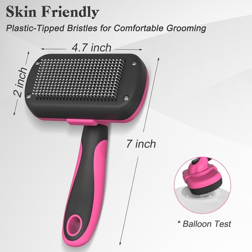 Self Cleaning Slicker Brush - Skin Friendly Deshedding Grooming Tool for Dogs - Picture 25 of 49