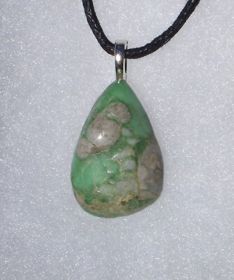 Polished Natural Variscite Free Form Stone Crystal Pendant Necklace