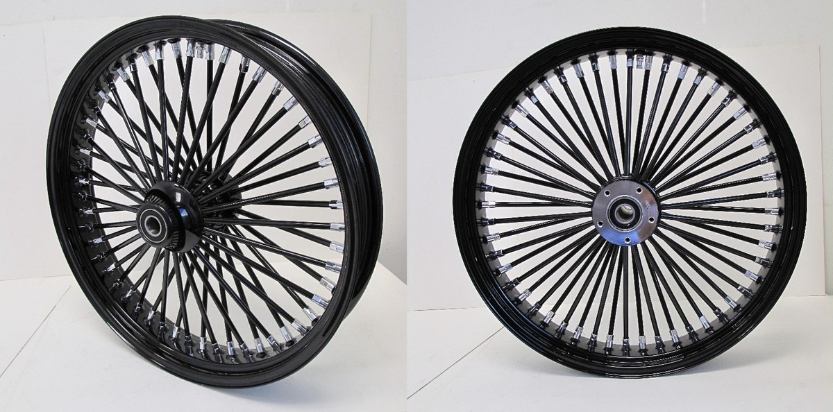 MAMMOTH 52 FAT BLACK SPOKE WHEELS 21x3.5 & 18x8.5 SOFTAIL BREAKOUT