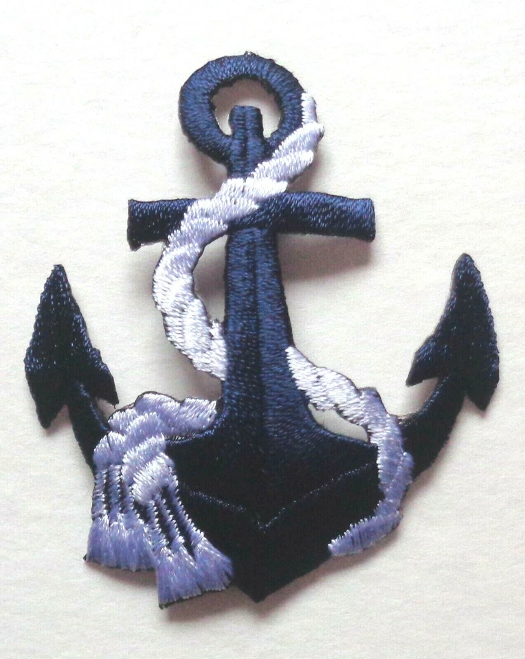 ANCHOR navy blue/white IRON ON APPLIQUE  2 1/8 x 2 3/8 inch - Image 2 of 2