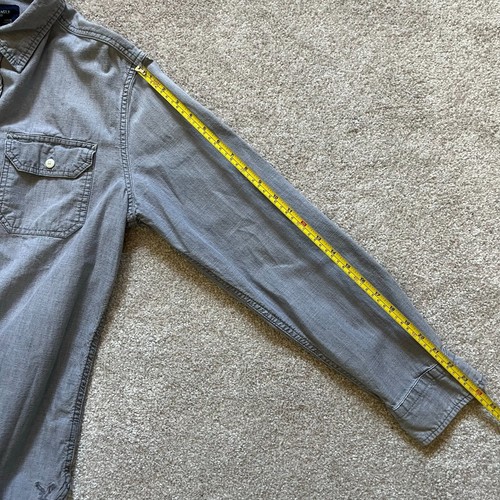 American Eagle Shirt Mens M Gray Button Up Long Sleeve Pockets Vintage Fit Cotto - Picture 5 of 7
