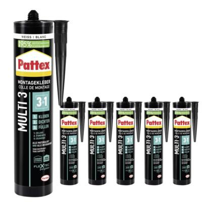 Pattex Montagekleber Multi 6 x 390g je Kartusche - Kleben Dichten Füllen