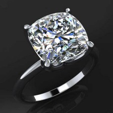 5.62Ct Cushion Cut White CZ Solitaire Engagement Ring 925 Sterling Silver