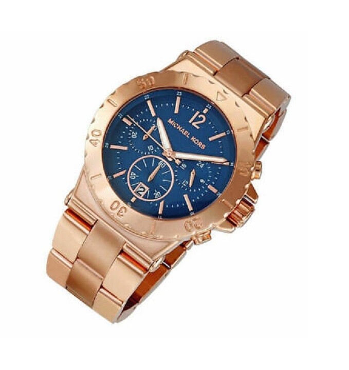 NEW-MICHAEL KORS BEL AIRE ROSE GOLD TONE,BLUE DIAL,BRACELET  display picture 1