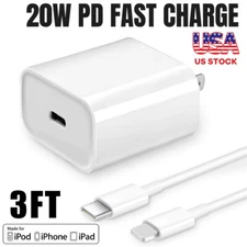 20W PD Wall Charger Adapter USB-C Charging Cord For Apple iPhone 14 13 12 11 8XR