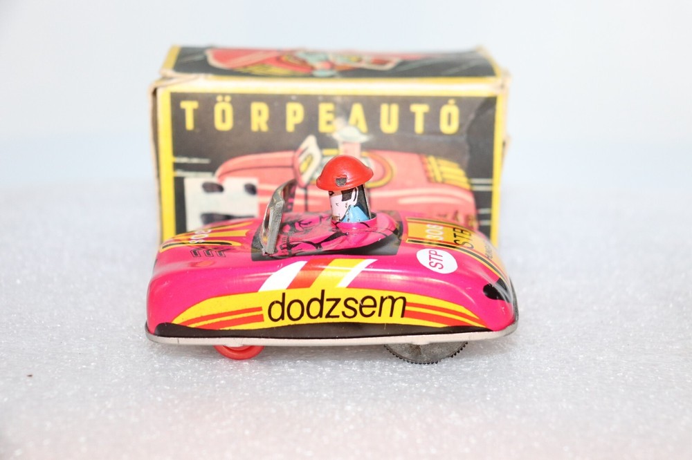 Vintage Dodzsem Torpeauto Tin 308 STB Hungary Friction Toy Race Car in Box