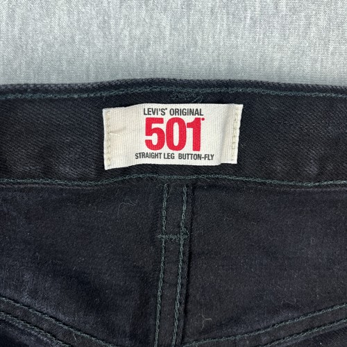 Vintage Levis 501 Jeans Mens 33x30 Black Denim Black Rivets Y2K Button Fly - Picture 9 of 18