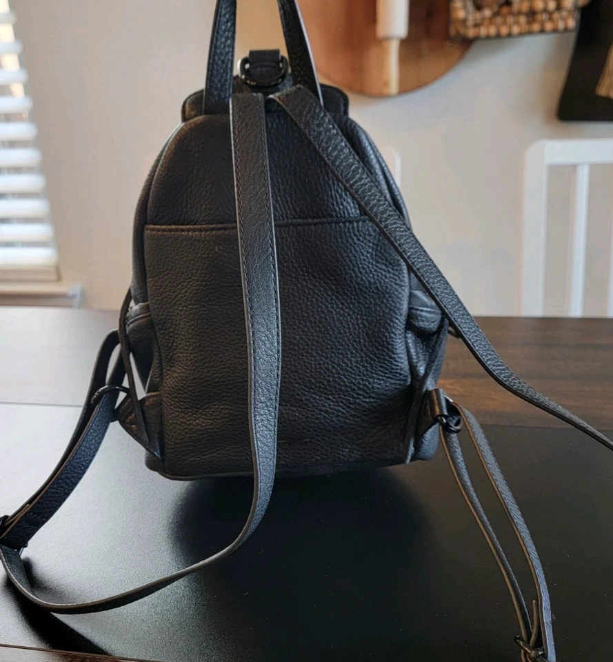 Rebecca Minkoff Julian Backpack Black Soft Pebbled Leather Clip Bag Purse Tote - Image 4 of 4