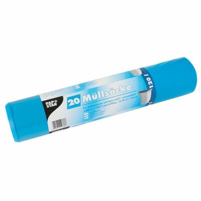 Papstar Müllsäcke LDPE 110 cm x 70 cm 120 Liter, Stärke 43 my, Farbe blau