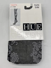 HUE Black Sweet Pea Floral Tights w/ Control Top U15340 Size S/M