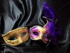 Fancy dress feather Couple Masquerade Mask Prom Birthday Wedding Bachelor Party