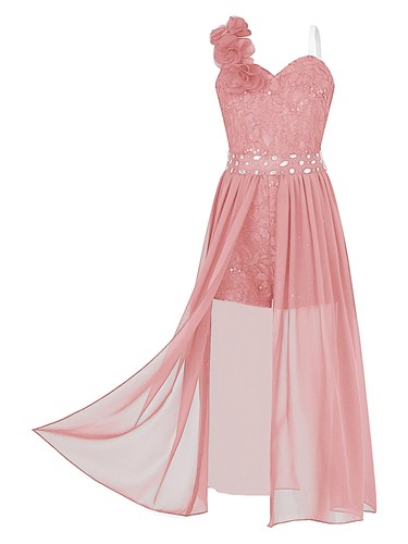 Kids Girls Sequin Pageant Prom Ball Gowns High Low Chiffon Wedding Party Dress - Picture 30 of 78