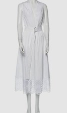 1390 Lela Rose Women's White V Neck Sleeveless Belted A Line Dress Size 4