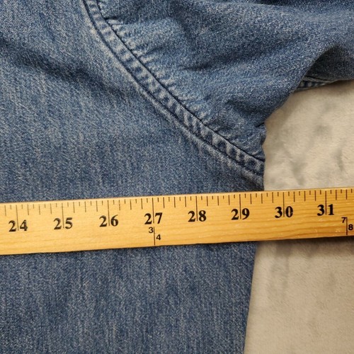 LL Bean Shirt Mens XXL Tall Denim Flannel Lined Shacket Made in USA - Picture 11 of 11
