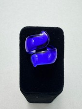 Stunning Murano Cobalt Blue Glass Ring Bold Modernist Vintage Size 6.5 Statement
