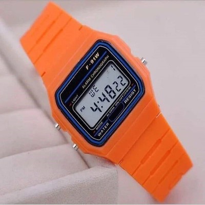 Neu Sport Alarm Stoppuhr Armband F91W dunkelorange Uhr mit LCD Digital Retro