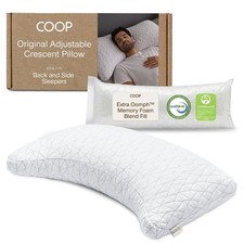 Coop Home Goods Original Crescent Adjustable Pillow, King, White