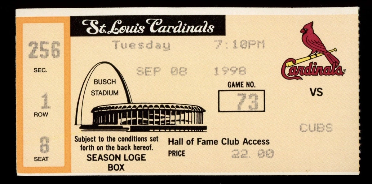 Mark McGwire Baseball 1998 Vintage Sports Ticket Stubs for sale | eBay