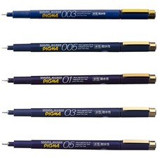 Sakura Pigma Drawing Pen Set of 5 Types Black 003 005 01 03 05 Japan