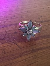 sterling silver ring green stone flower design sz 7.25 wgt 3.1 grms tcw 1.28