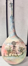 Hand painted Gourd Western Scene Signed 