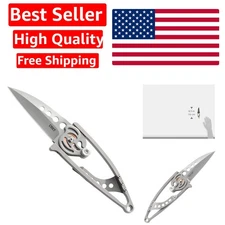Compact Snap Lock Pocket Folding Knife - 2.55” Stainless Steel Blade, Bead Blast