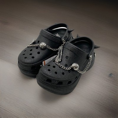 UNBENUTZT crocs × LE SERAFIM Classic Bae Clog Glitzer schwarz 212454-9DO