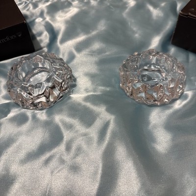 Orrefors Carat Candle Votive Crystal pair - New in box-Free shipping 