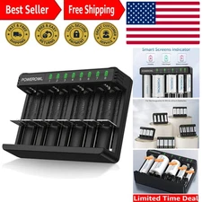 USB 8-Bay Battery Charger with Smart Chip Control - Auto Stop Charging Safety