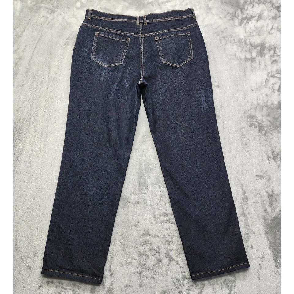 Pantalones de mezclilla Style&Co para mujer 18 azul lavado oscuro calce natural tiro medio elástico recto Foto 3 de 4