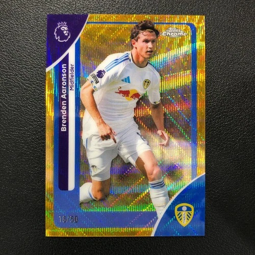 2025-26 Topps Chrome Premier League Brenden Aaronson Gold Wave /50