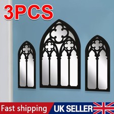 3Pcs Gothic Mirrors Wall Decor Arched Decorative Mirror Wall Mounted Goth Room